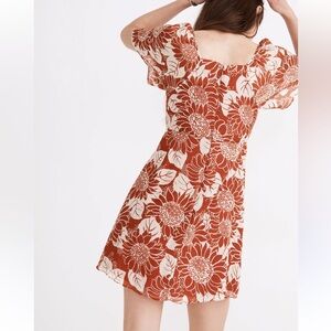 Madewell Womens 100%‎ silk sunflower season tie front mini dress size14